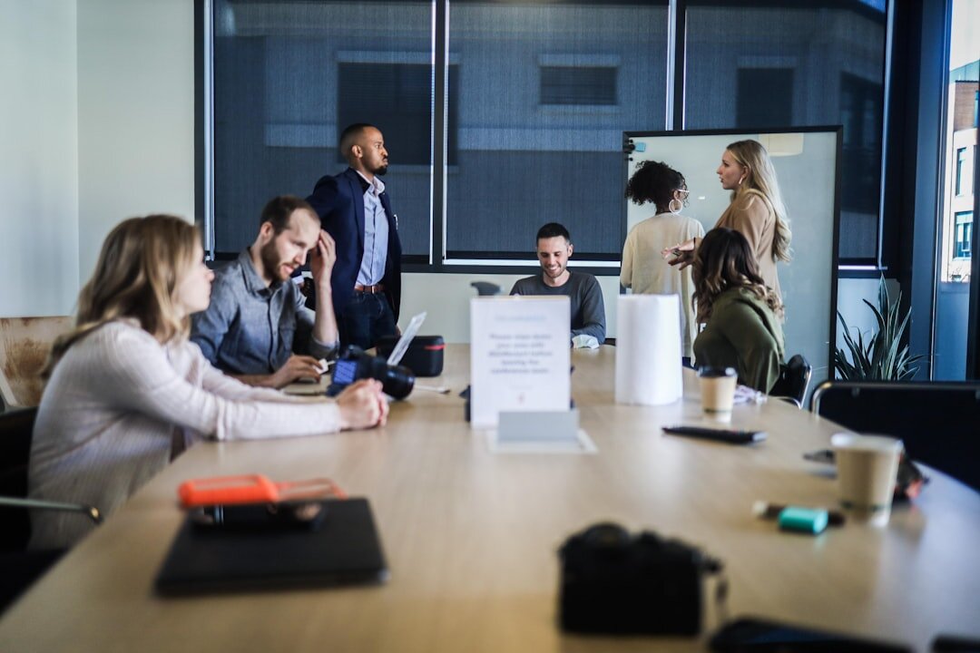team meeting with technology